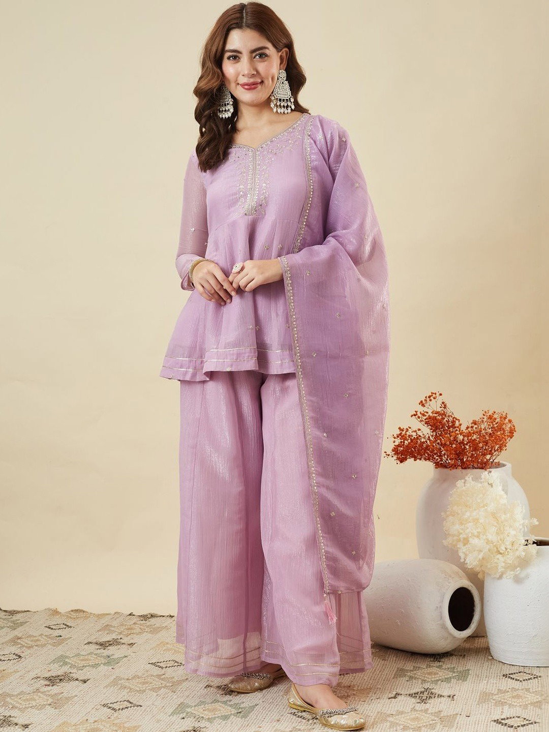 Navya Kurti 256 Party Wear Embroidery Worked Silk Blend Kurti with Bottom and Dupatta