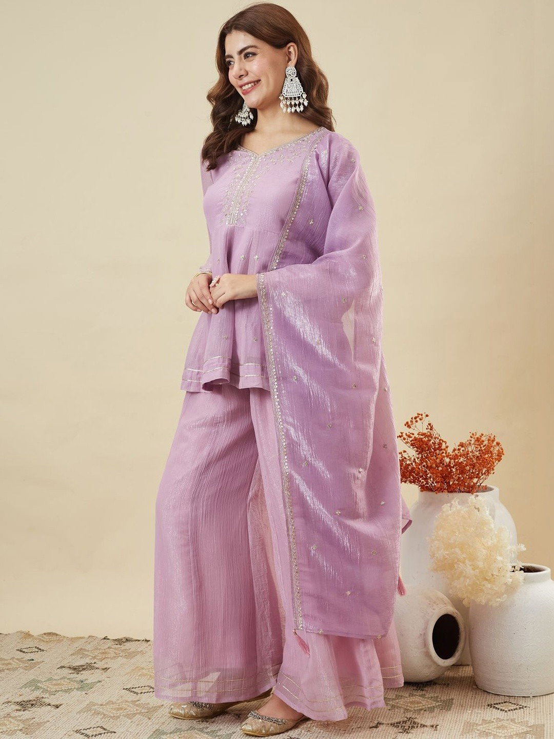 Navya Kurti 256 Party Wear Embroidery Worked Silk Blend Kurti with Bottom and Dupatta