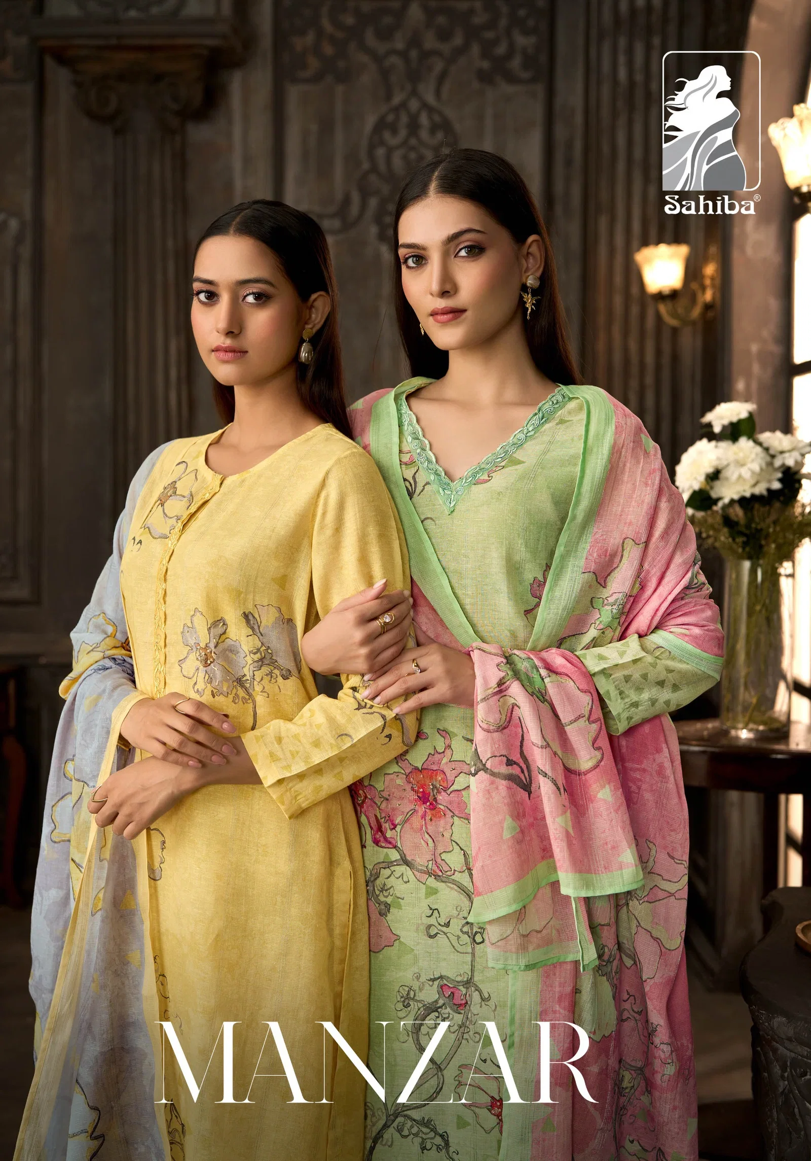Sahiba Manzar Cotton Linen Digital Print With Hand Worked Salwar Kameez