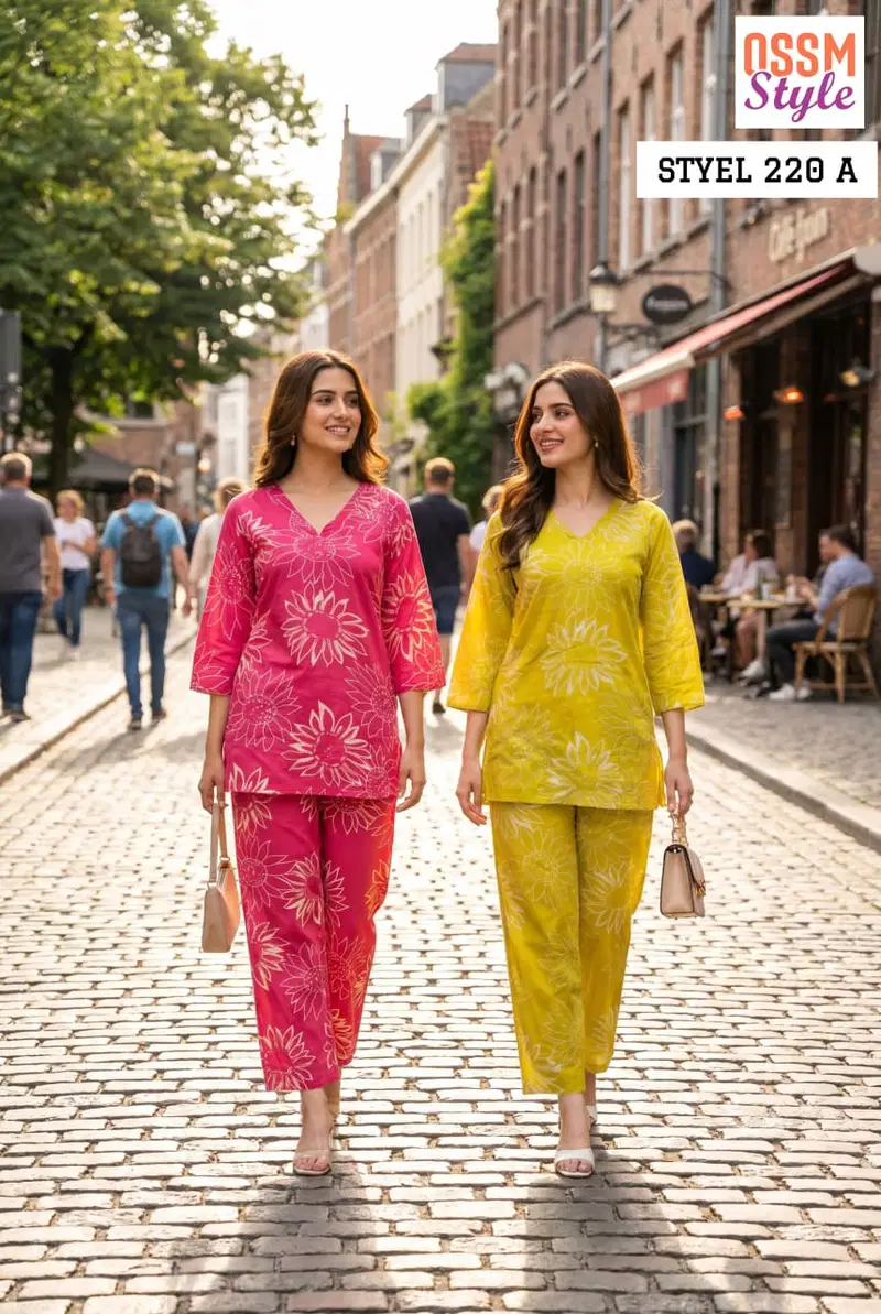 Ossm Style 220 A To C Rayon Discharge Printed Co Ord Set Collection