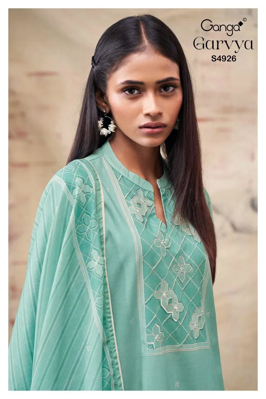 Ganga Garvya 4926 Cotton Printed With Hand Embroidered Salwar Kameez Collection