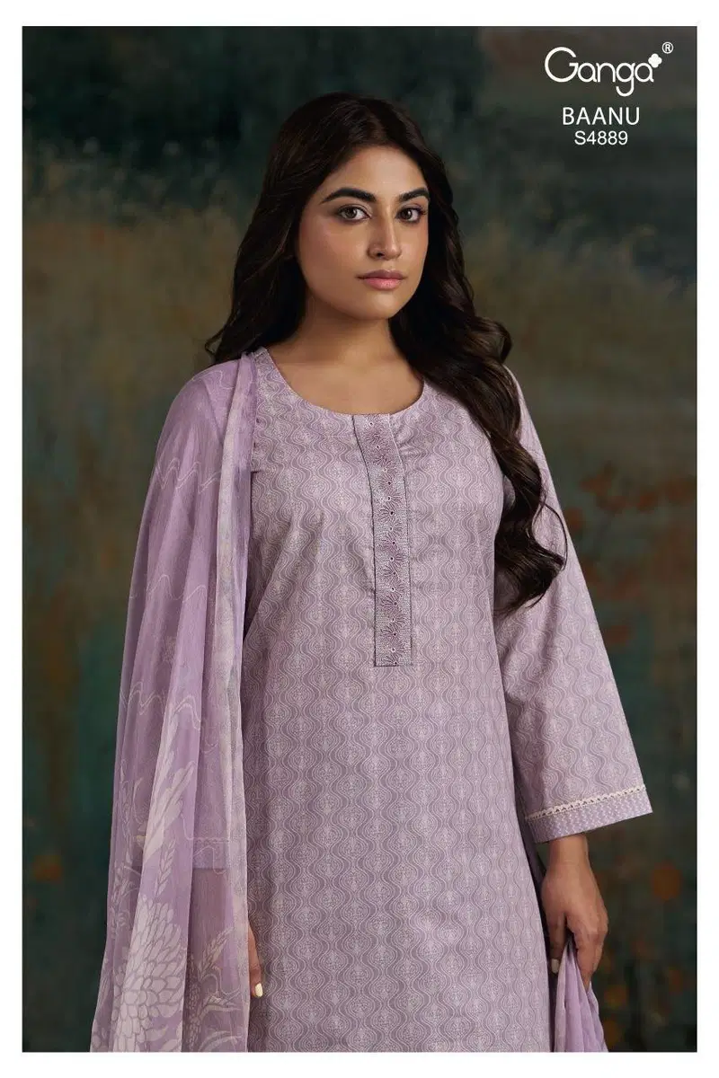Ganga Baanu 4889 Cotton Printed With Embroidered Salwar Kameez Collection