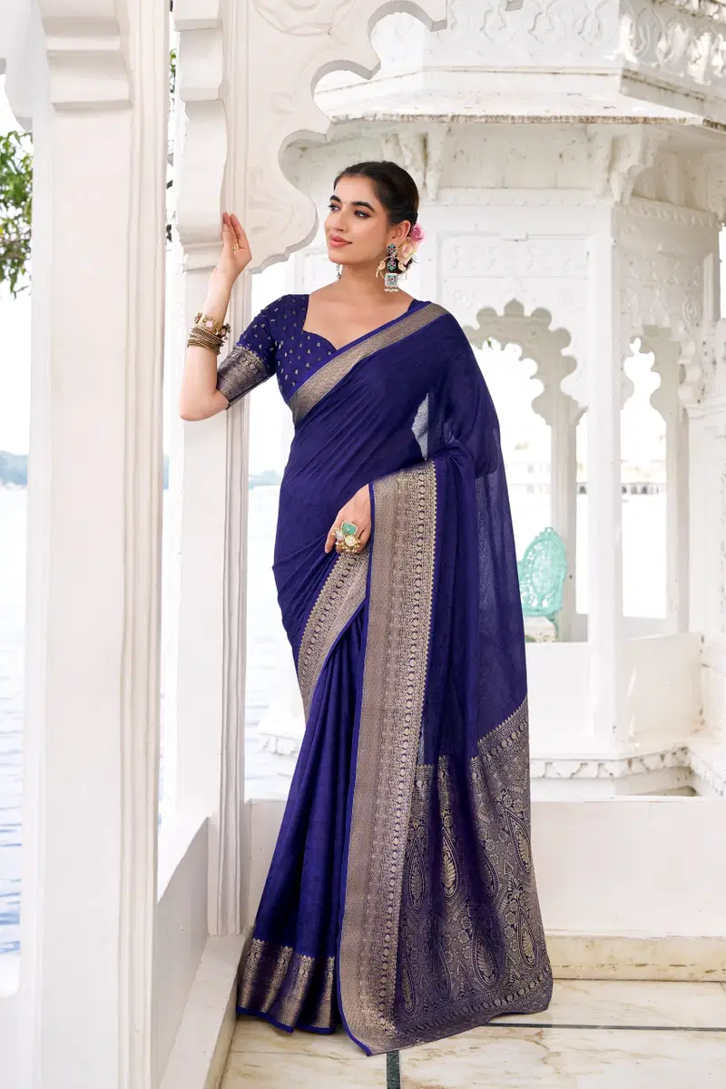 Taraa L 7902 Chinon Zari Weaving Traditional Wear Saree Collection