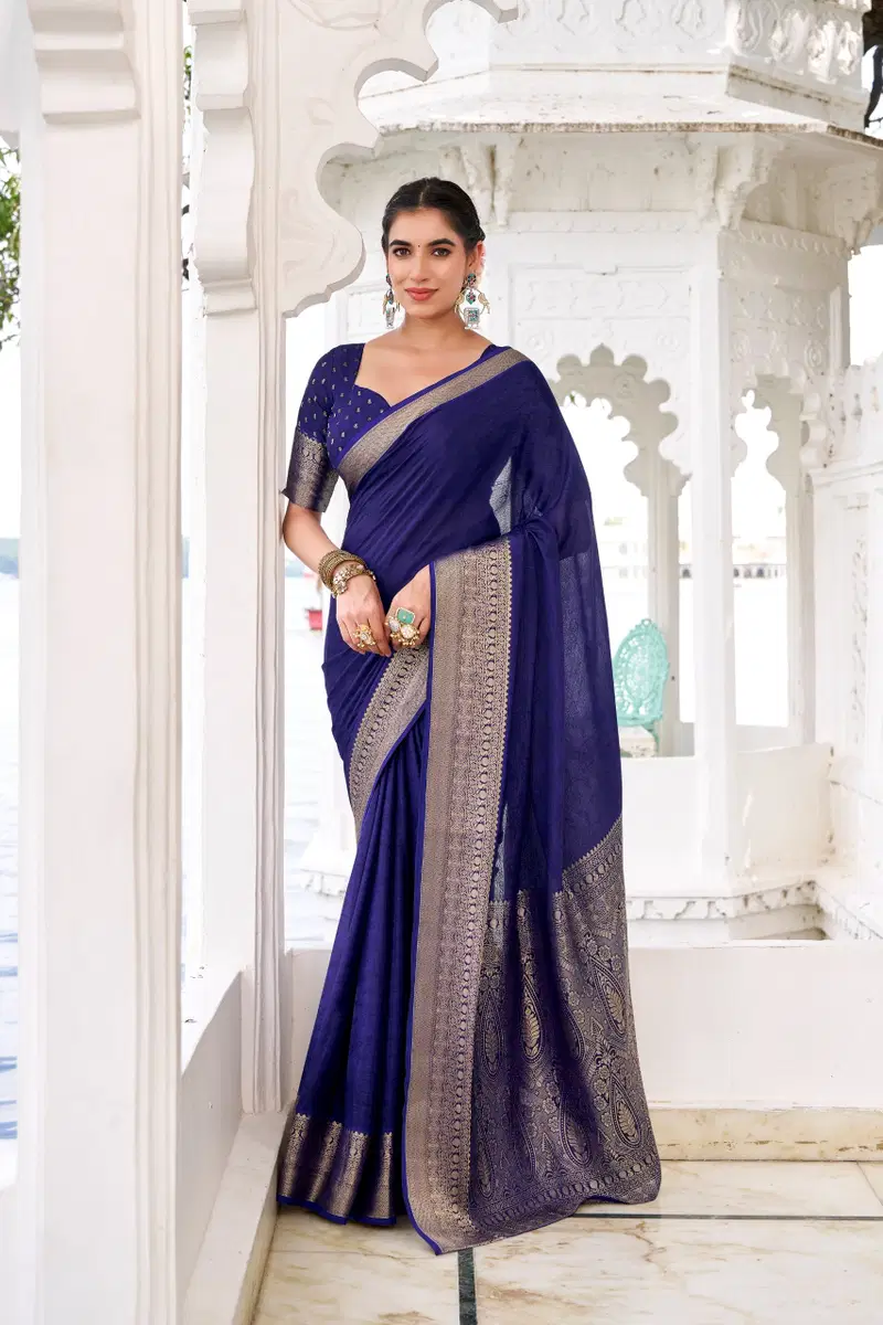 Taraa L 7902 Chinon Zari Weaving Traditional Wear Saree Collection