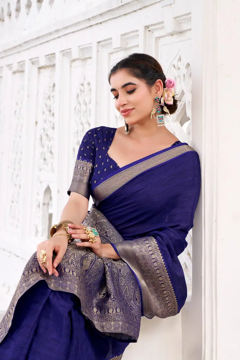 Taraa L 7902 Chinon Zari Weaving Traditional Wear Saree Collection