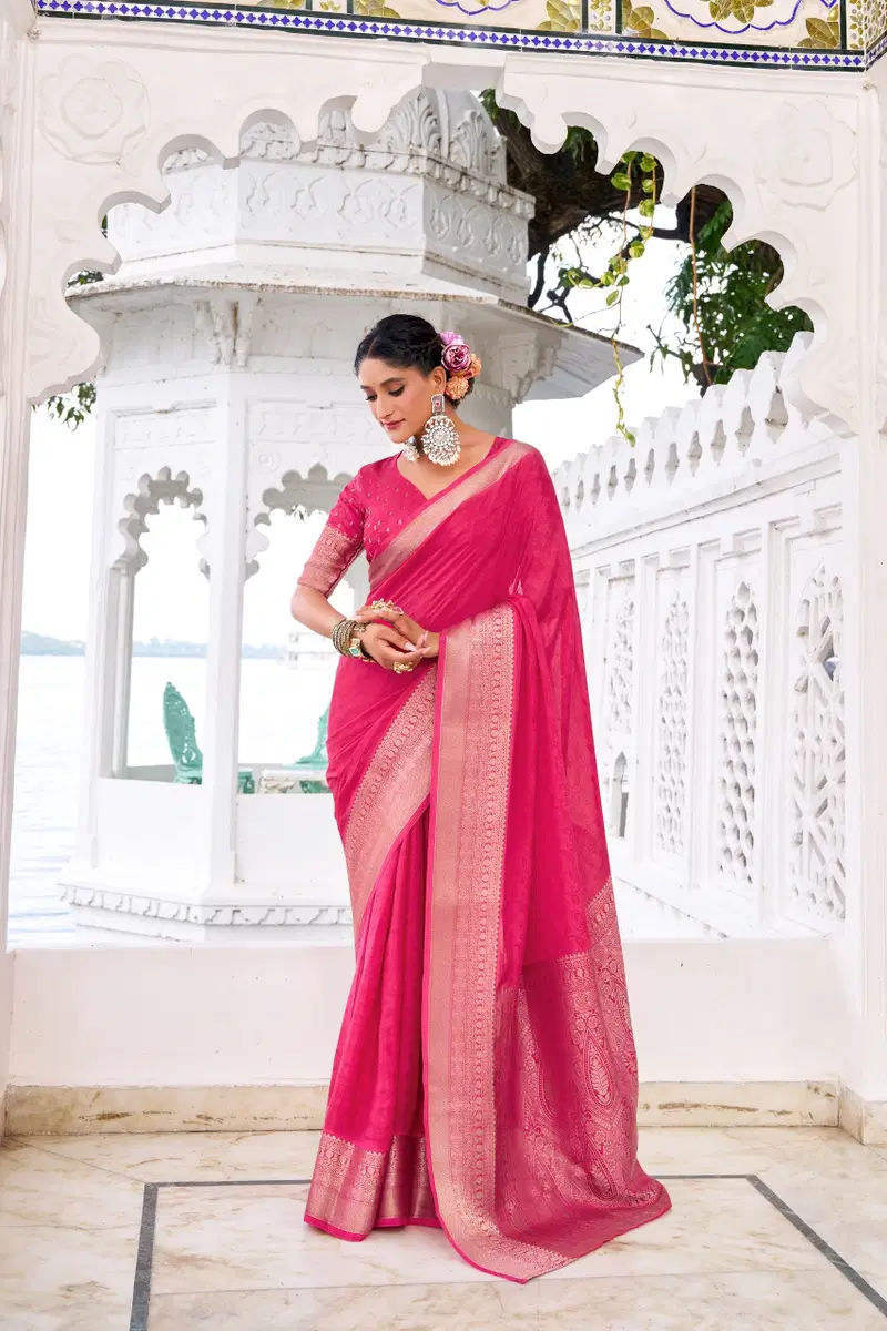 Taraa L 7902 Chinon Zari Weaving Traditional Wear Saree Collection