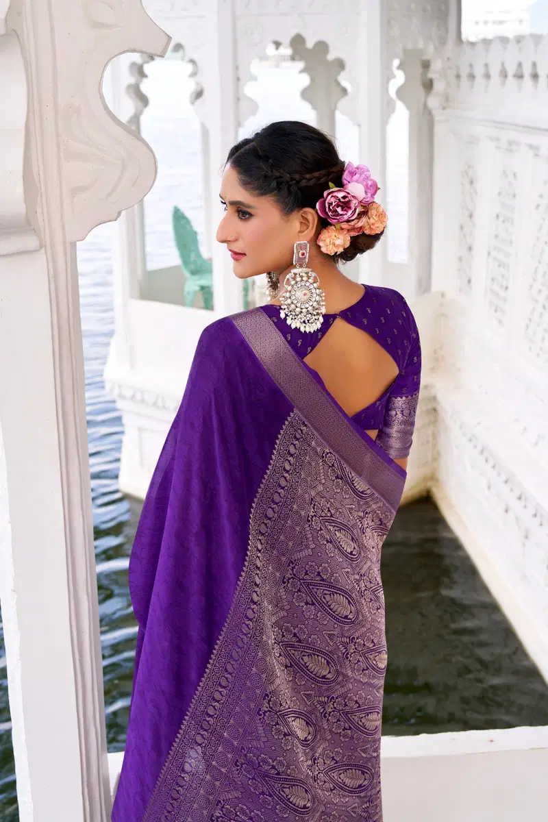Taraa L 7902 Chinon Zari Weaving Traditional Wear Saree Collection