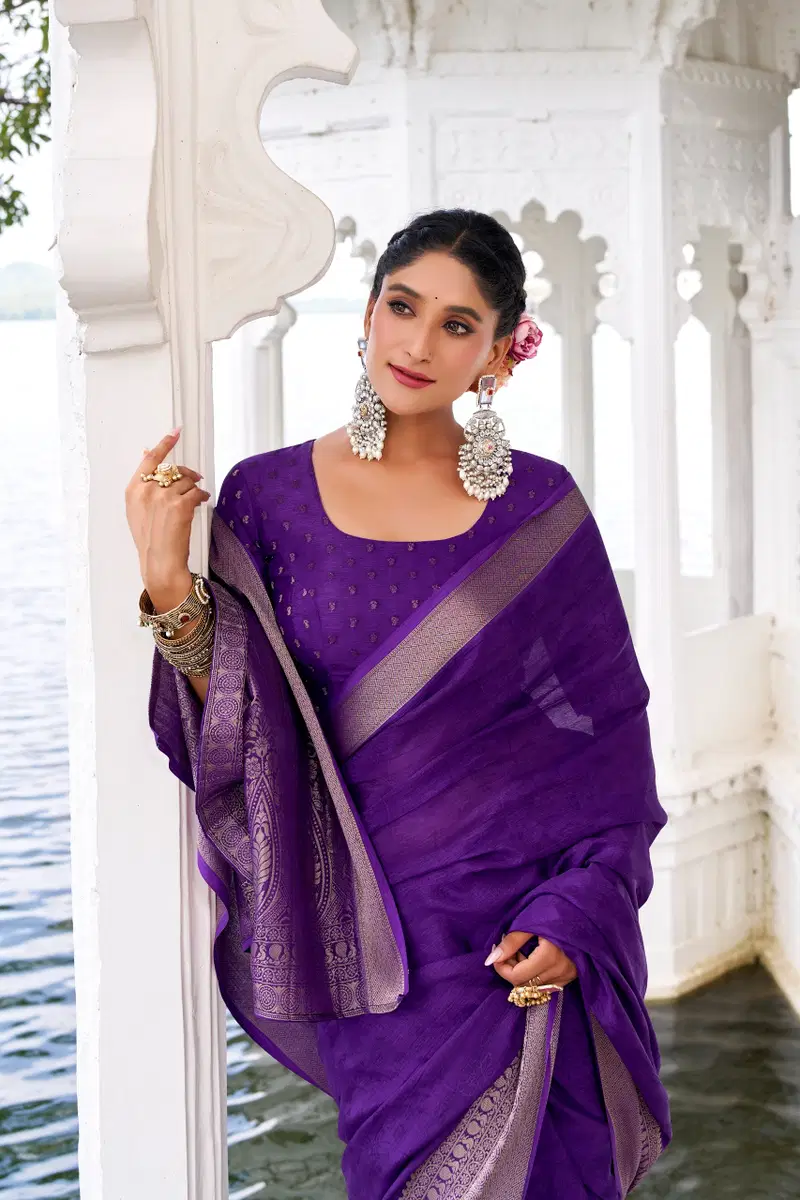 Taraa L 7902 Chinon Zari Weaving Traditional Wear Saree Collection