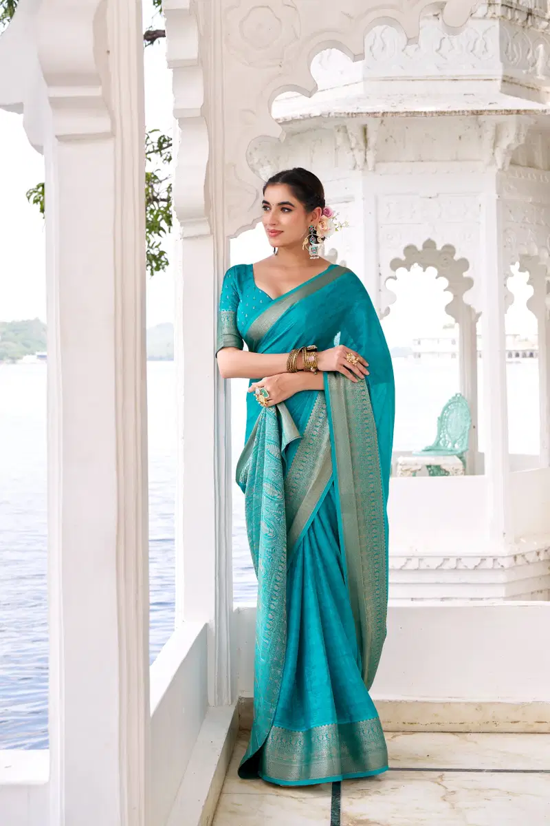 Taraa L 7902 Chinon Zari Weaving Traditional Wear Saree Collection