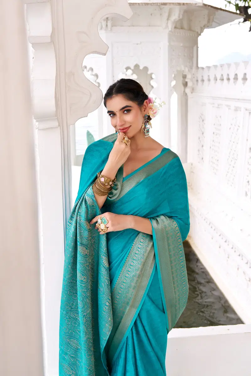 Taraa L 7902 Chinon Zari Weaving Traditional Wear Saree Collection
