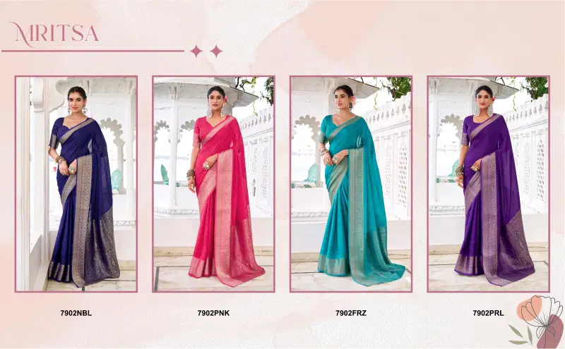 Taraa L 7902 Chinon Zari Weaving Traditional Wear Saree Collection