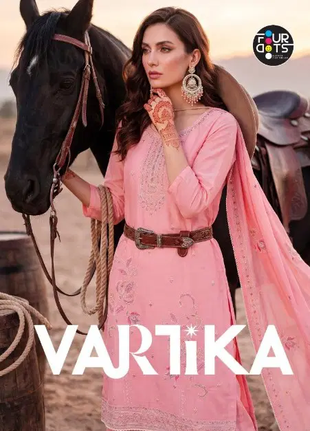 Four Dots Vartika Mal Chanderi Cotton Handworked Dress Material