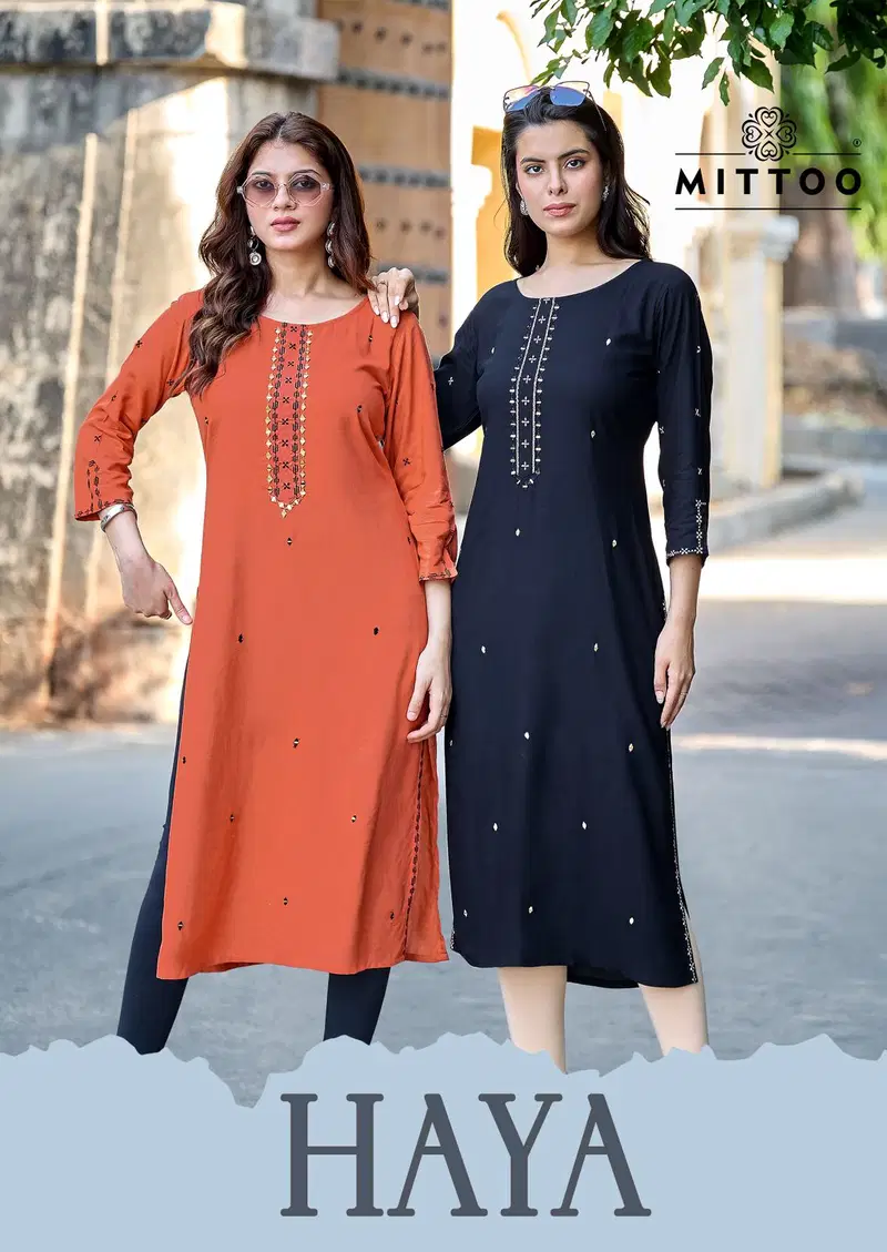 Mittoo Haya Rayon Thread Worked Kurti Collection