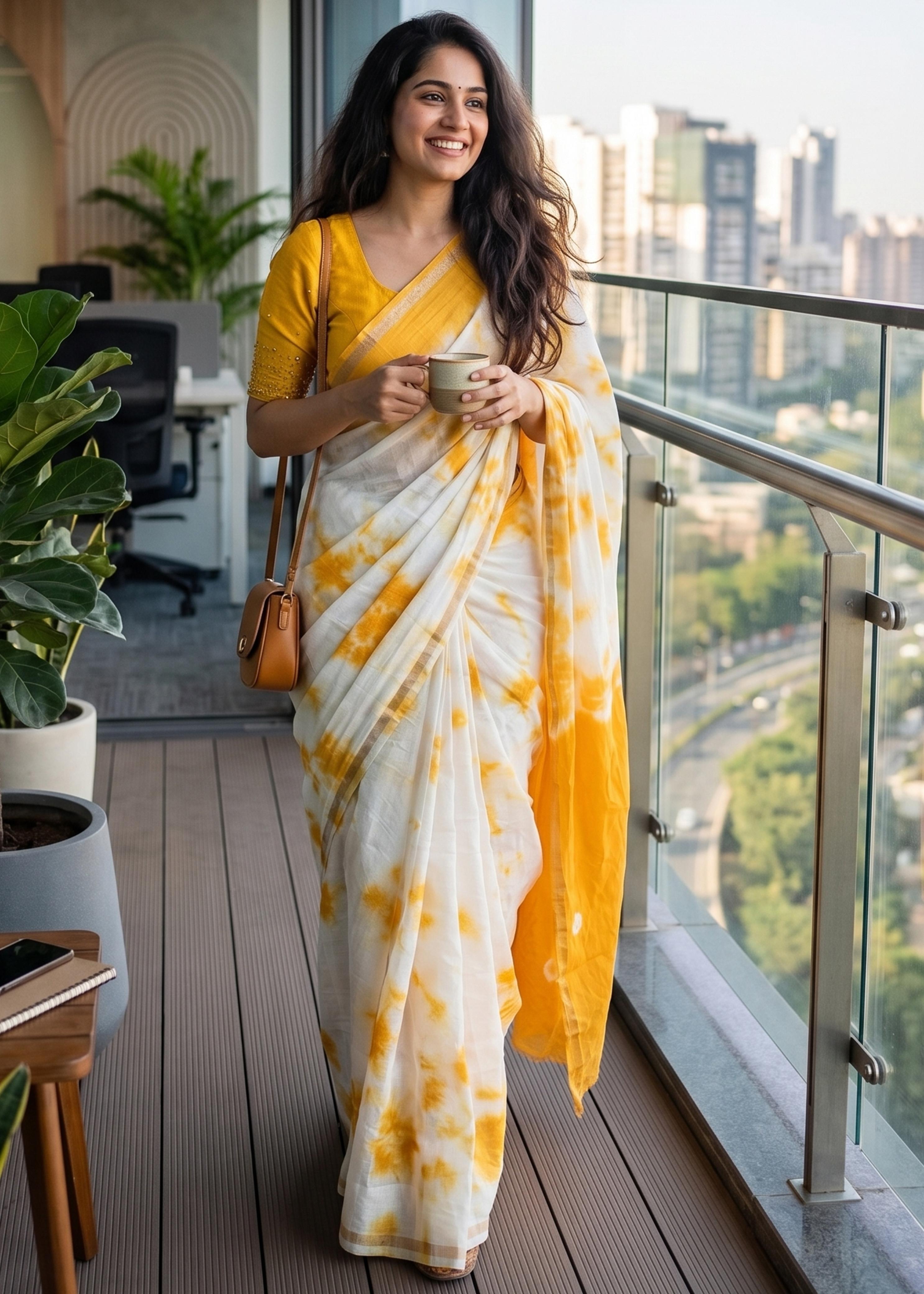 Sm Yami 114 Soft Muslin Nylon Viscose Zari Border Tie Die Saree