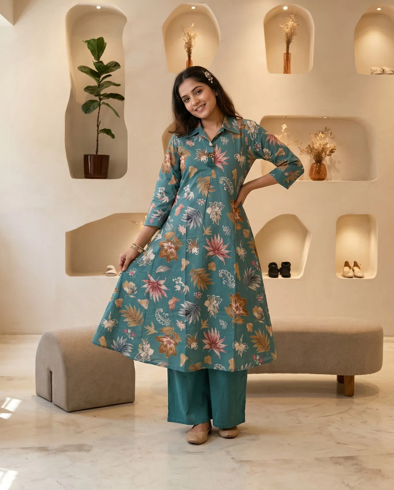 Naisha K 993 Cotton Printed Kurti With Bottom Collection