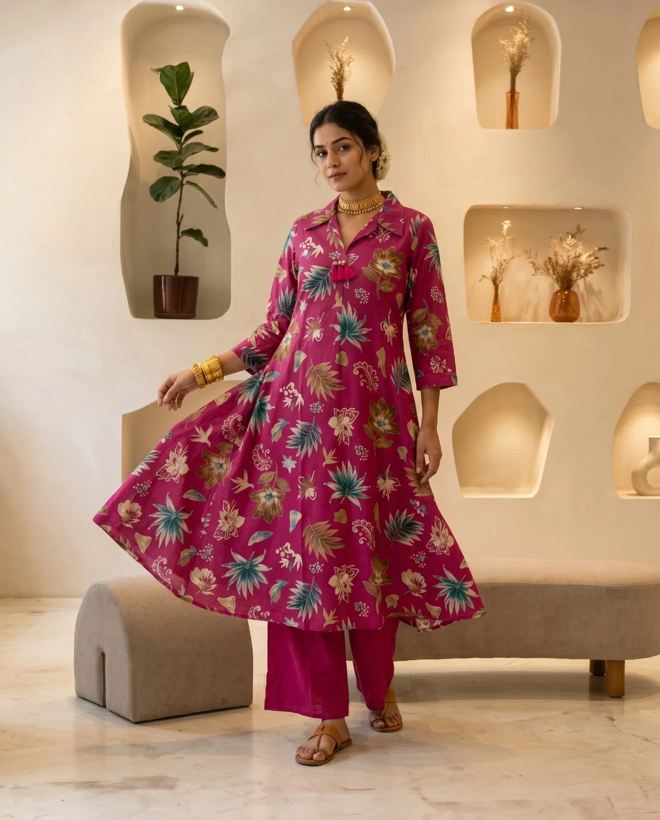Naisha K 993 Cotton Printed Kurti With Bottom Collection