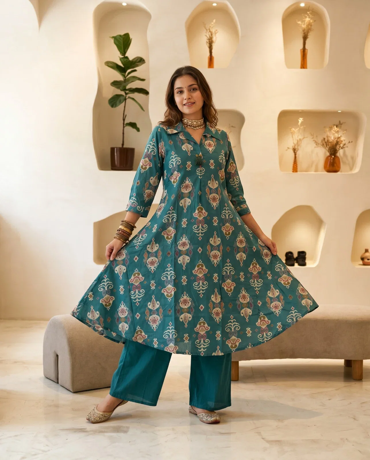 Naisha K 993 Cotton Printed Kurti With Bottom Collection