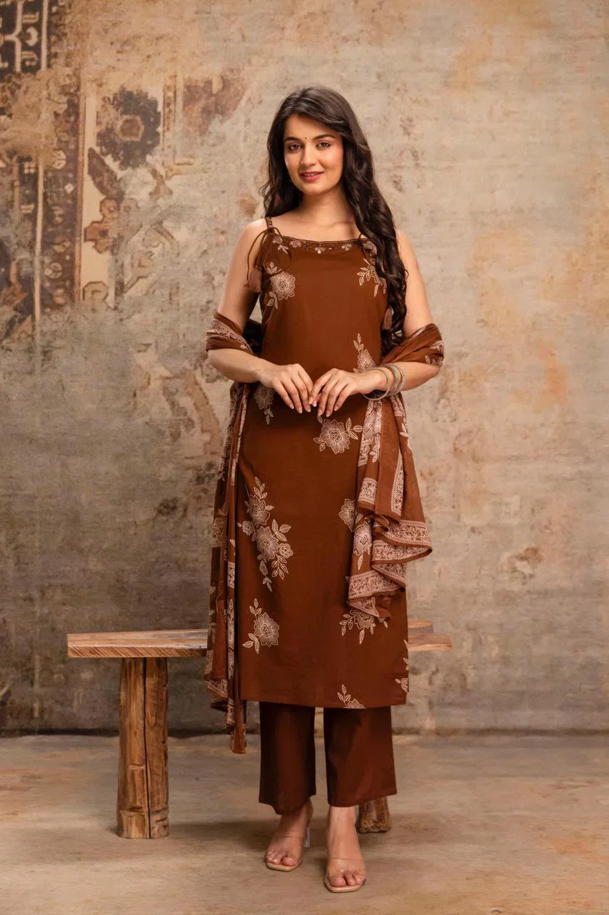 Naisha K 992 Cotton Speghatti Tussels Kurti With Bottom Dupatta