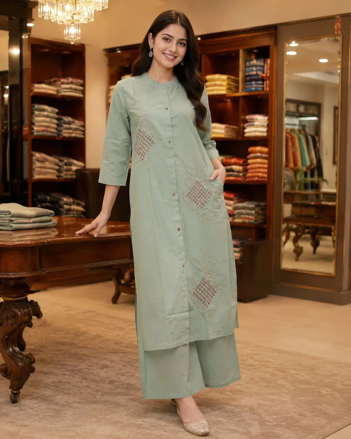 Naisha K 995 Mal Cotton Printed Kurti With Bottom
