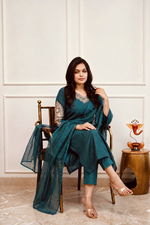 Navya Kurti 257 Party Wear Embroidery Worked Silk Blend Kurti with Bottom and Dupatta