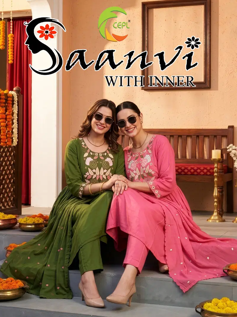Saanvi Vol 8 Mul Chanderi Straight Embroidery Kurti Set Collection