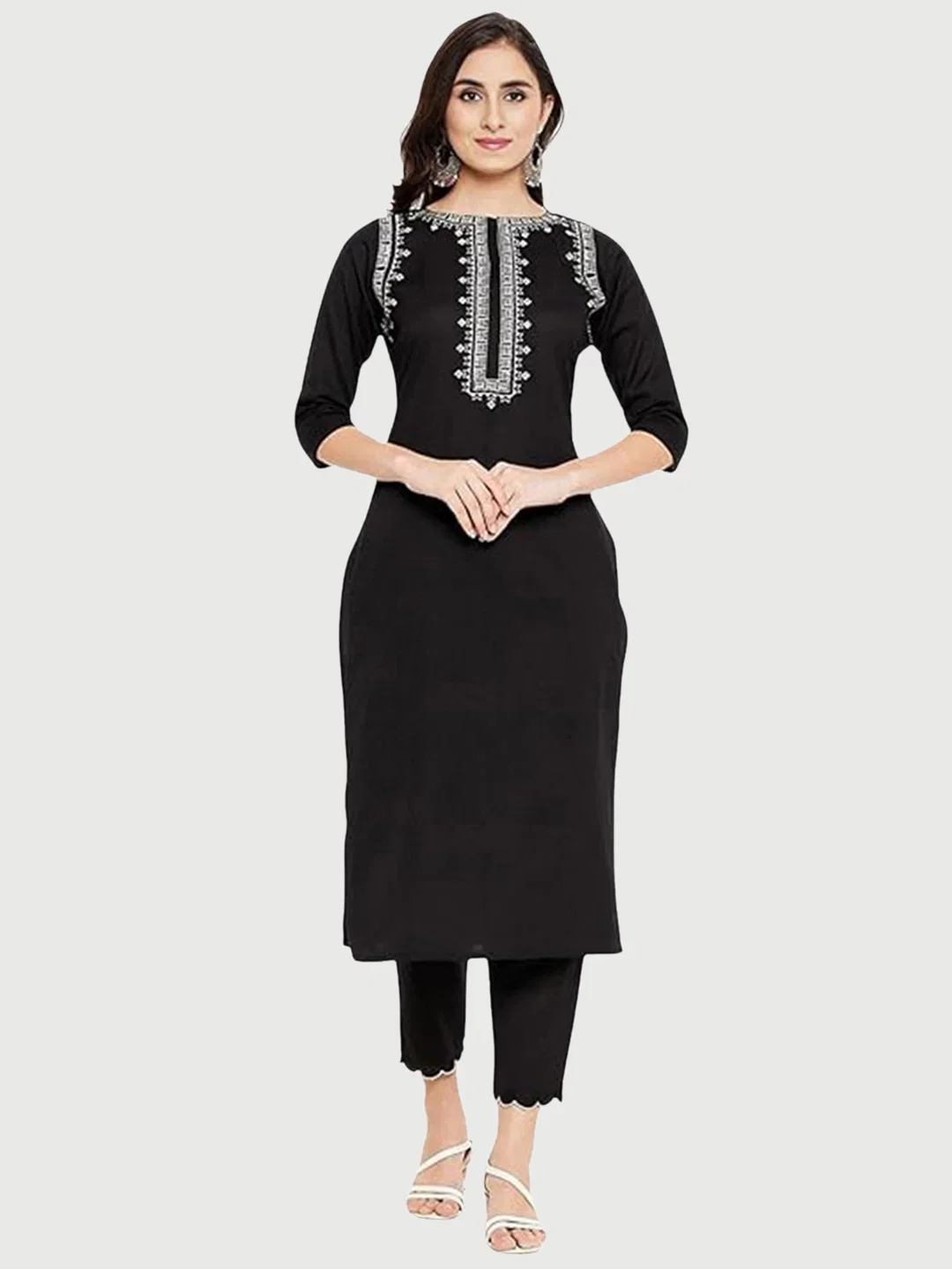 Dhruvi 453 Cotton Embroidery Kurti With Bottom Collection