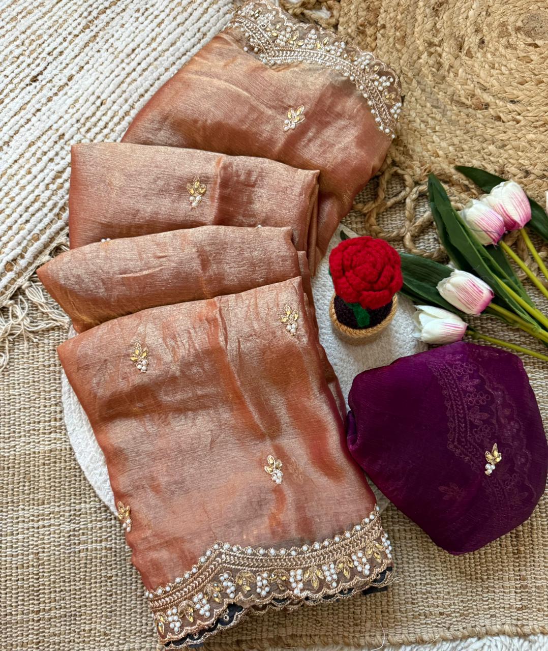 Vt 862 T Fendy Chiffon Silk Sequence Worked Saree Collection