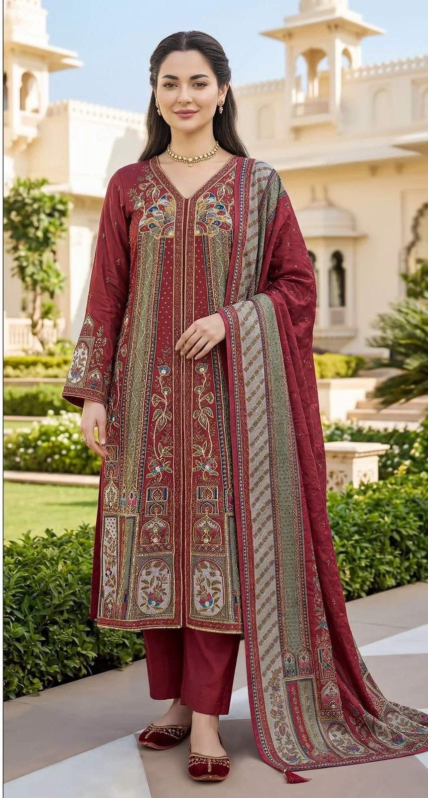 Shree Kt 366 Viscose Muslin Hand Worked Salwar Kameez