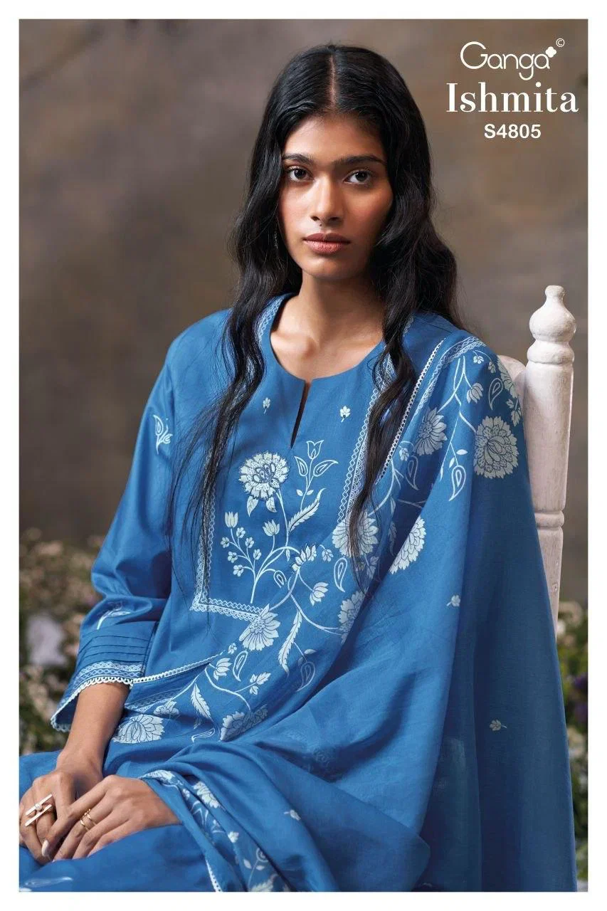 Ganga Ishmita 4805 Cotton Printed Embroidered Salwar Kameez