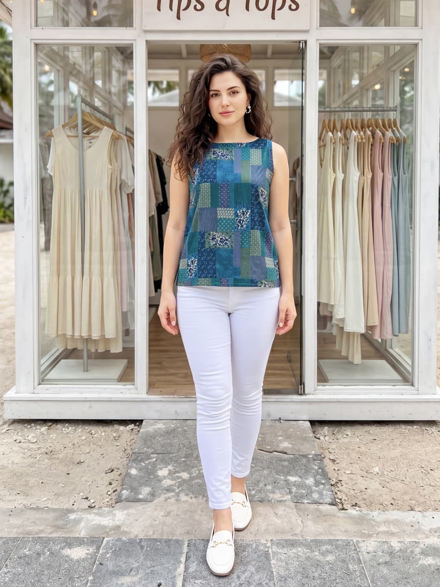 Tips And Tops Mimi Cotton Foil Printed Short Tops