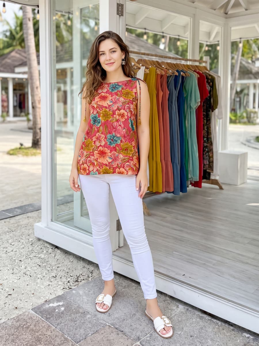 Tips And Tops Mimi Cotton Foil Printed Short Tops