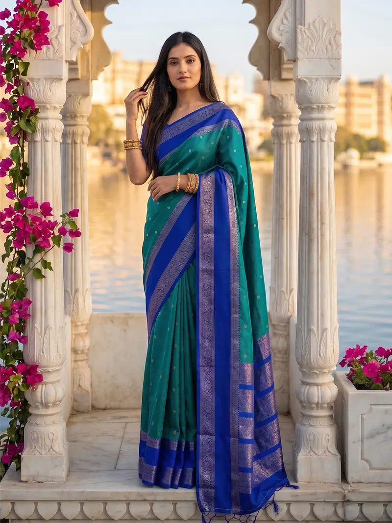 Ast Kashi Silk Silk Blend Zari Border Saree Collection