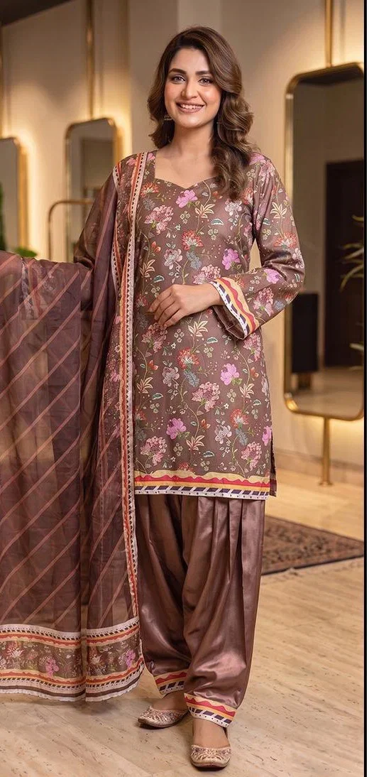 Hoor Tex 840 To 846 Malai Satin Printed Salwar Kameez
