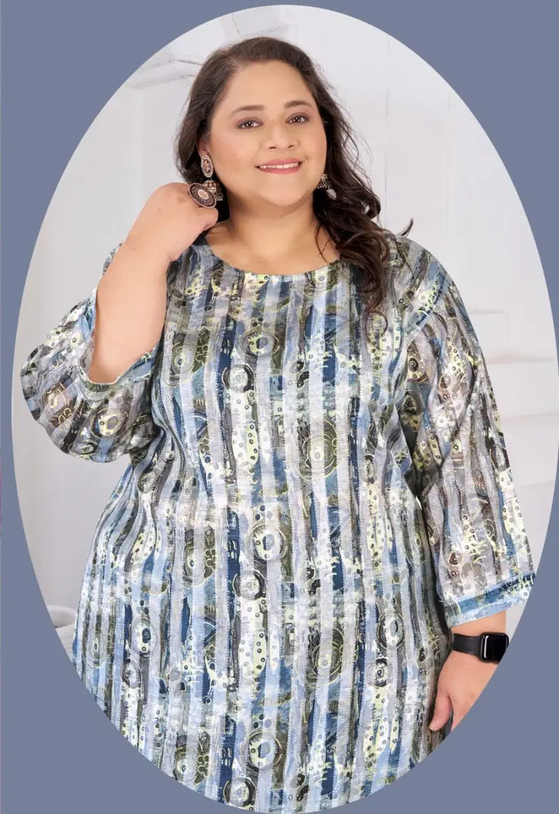 Moksh Plus Size Nitya D No 8716 Rayon Slub Kurti Collection