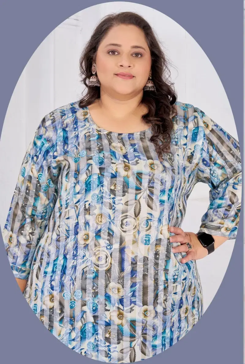 Moksh Plus Size Nitya D No 8714 Rayon Slub Kurti Collection