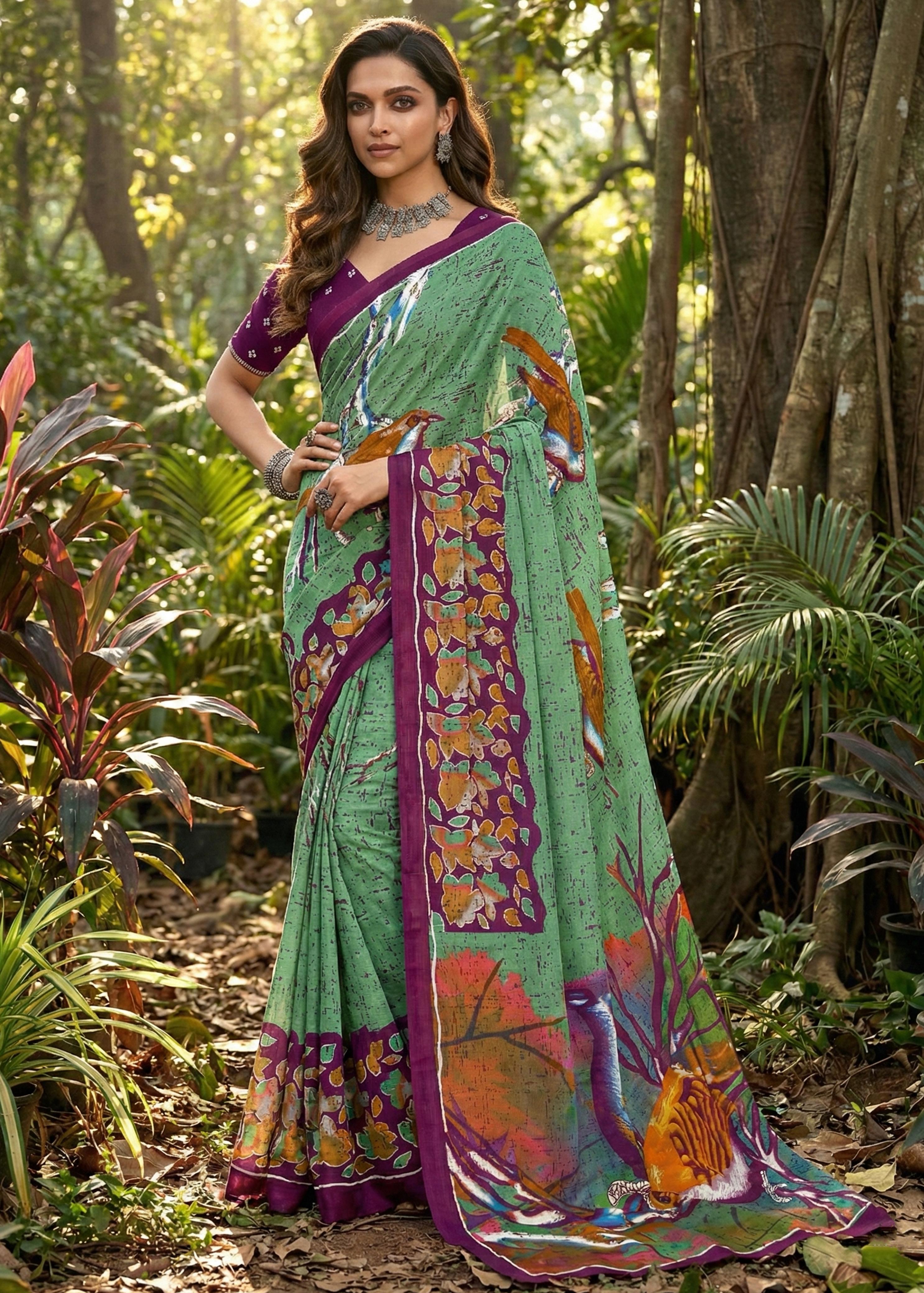 Sm Yami 116 Mal Cotton Hand Print Saree