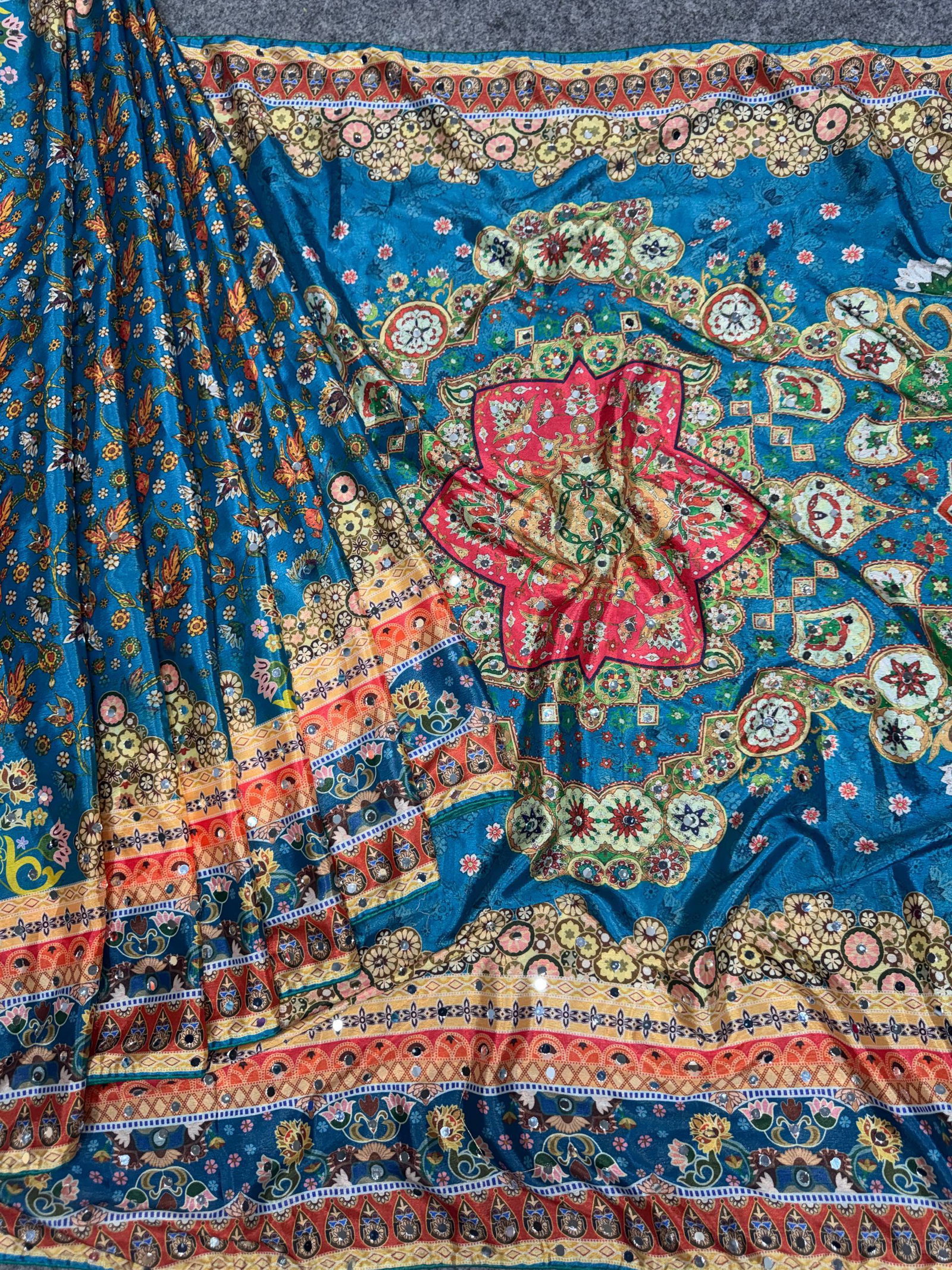 St D No 121 Chinon Silk Designer Handworked Saree Collection