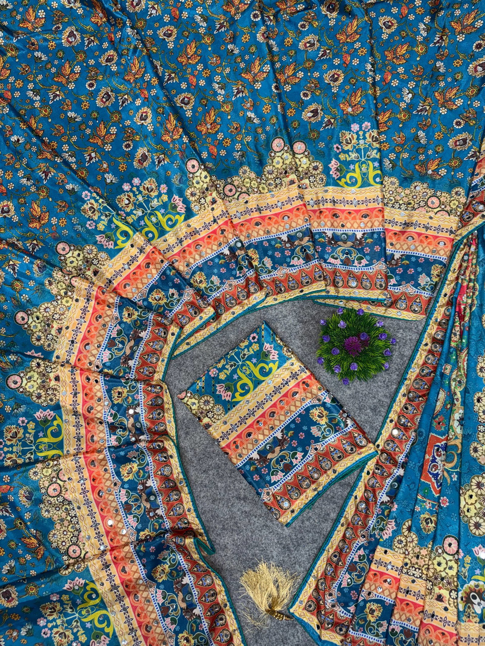 St D No 121 Chinon Silk Designer Handworked Saree Collection