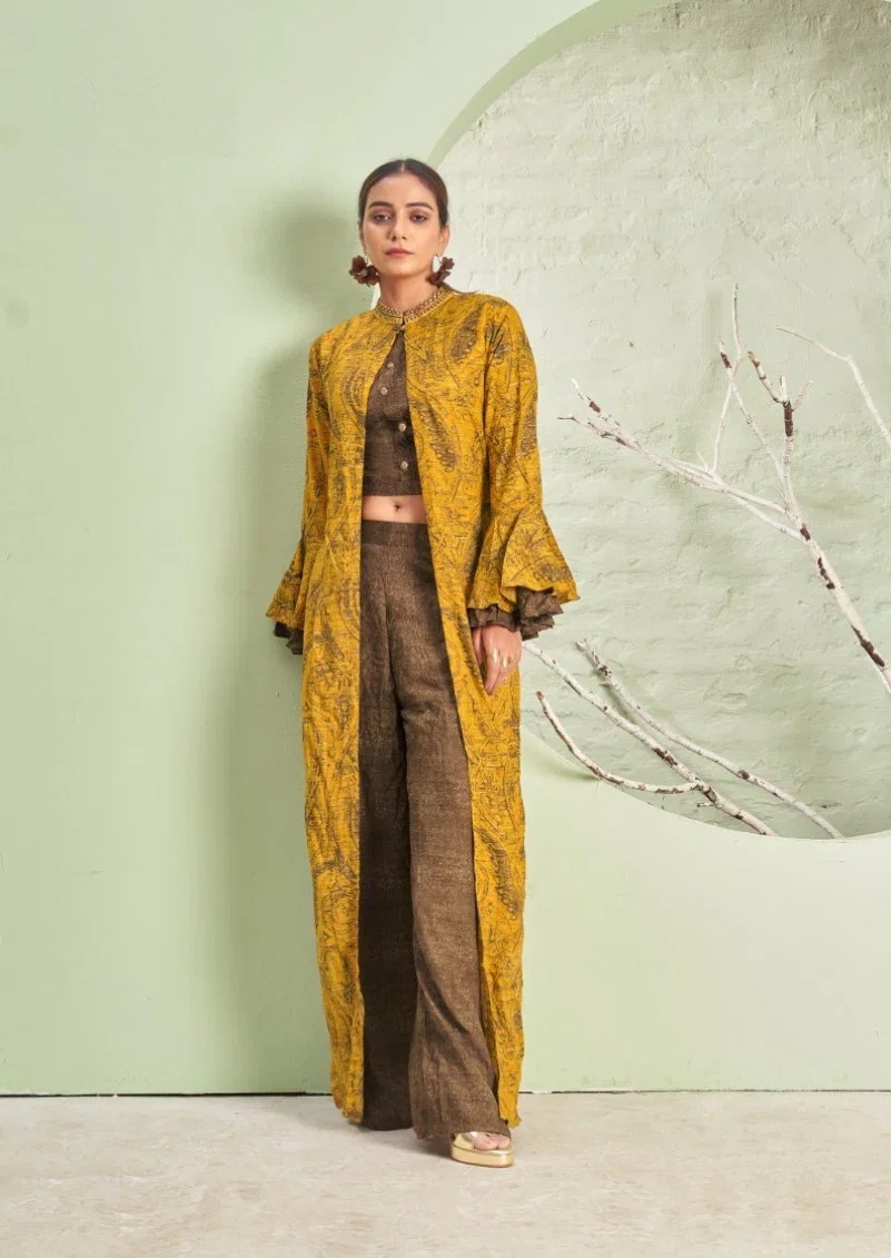 Moksh Liger D No 1271 Rayon Top Bottom With Shrug Collection