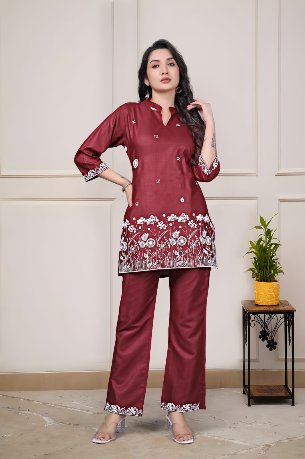 VF Pranjal Rayon Embroidery Work Co Ord Set