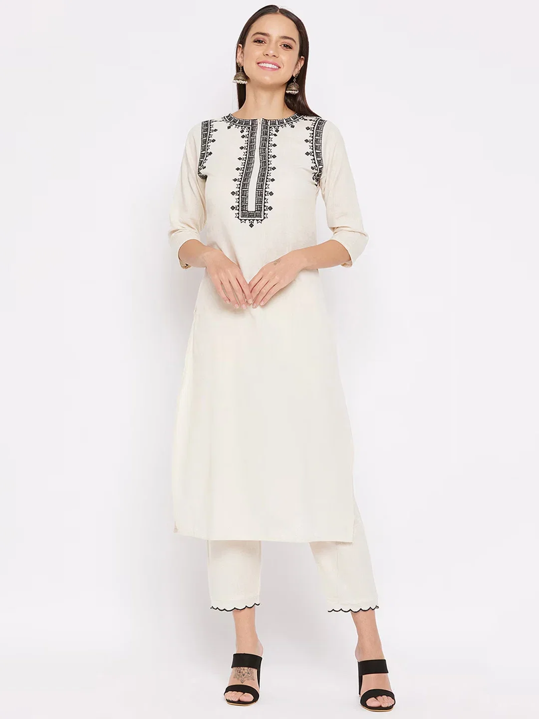 Dhruvi 454 Cotton Embroidery Kurti With Bottom Collection