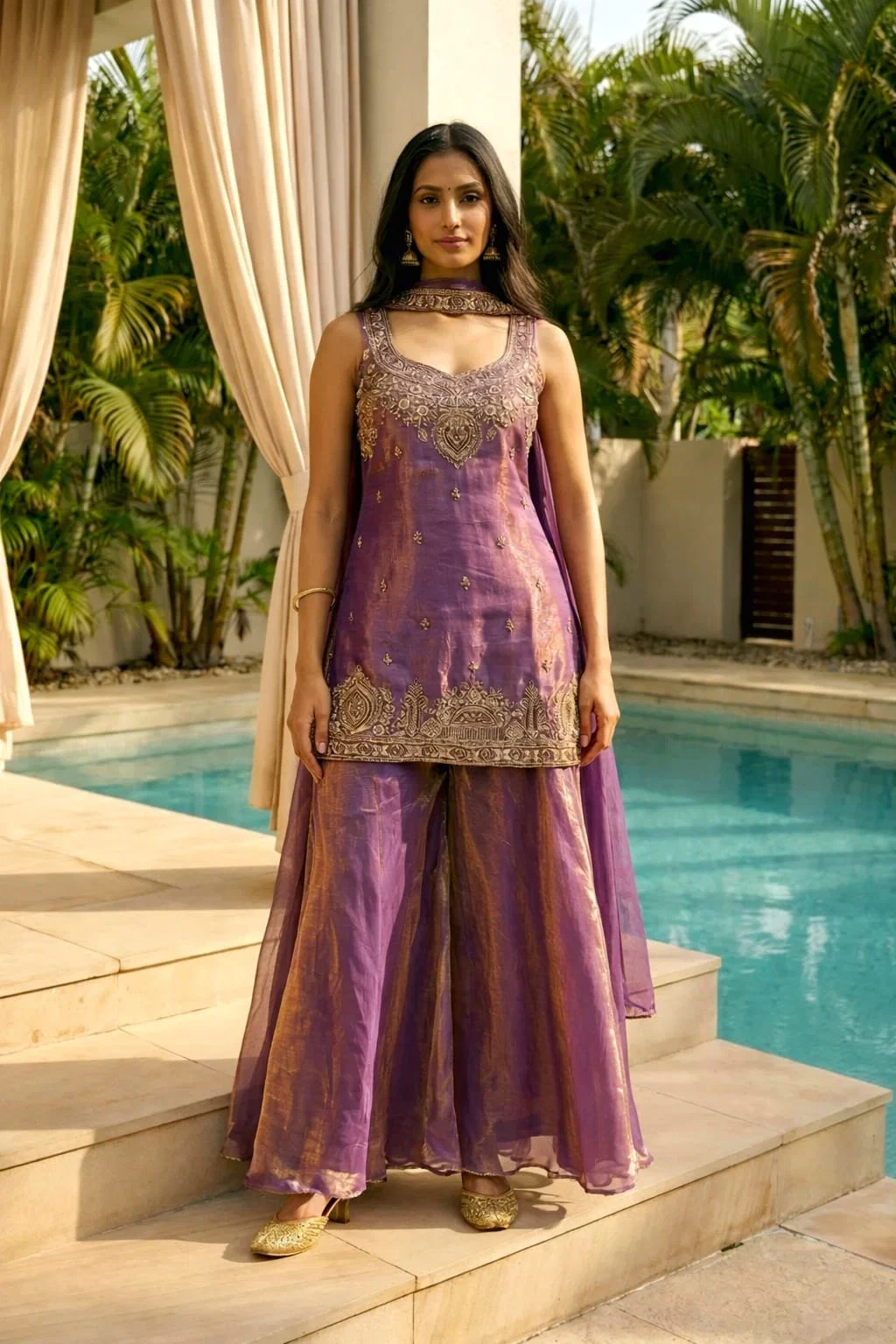Aarvi Vol 01 Fendy Satin Beats Work Kurti With Bottom Dupatta