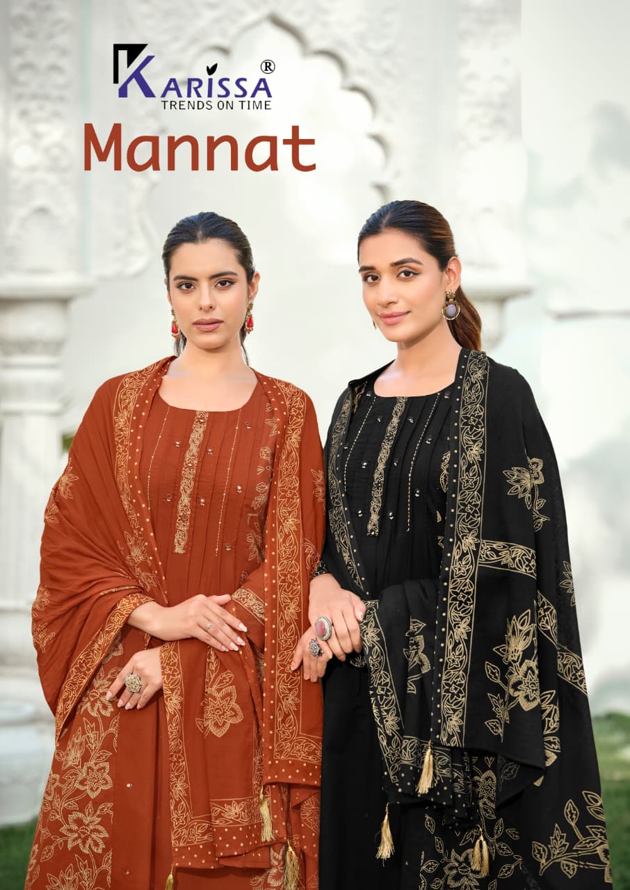 Karissa Mannat Bomaby Cotton Handworked Kurti With Bottom Dupatta
