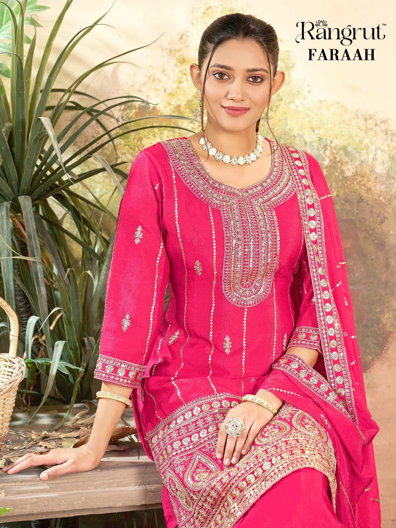 Rangrut Faraah Chinon Embroidery Salwar Kameez Collection