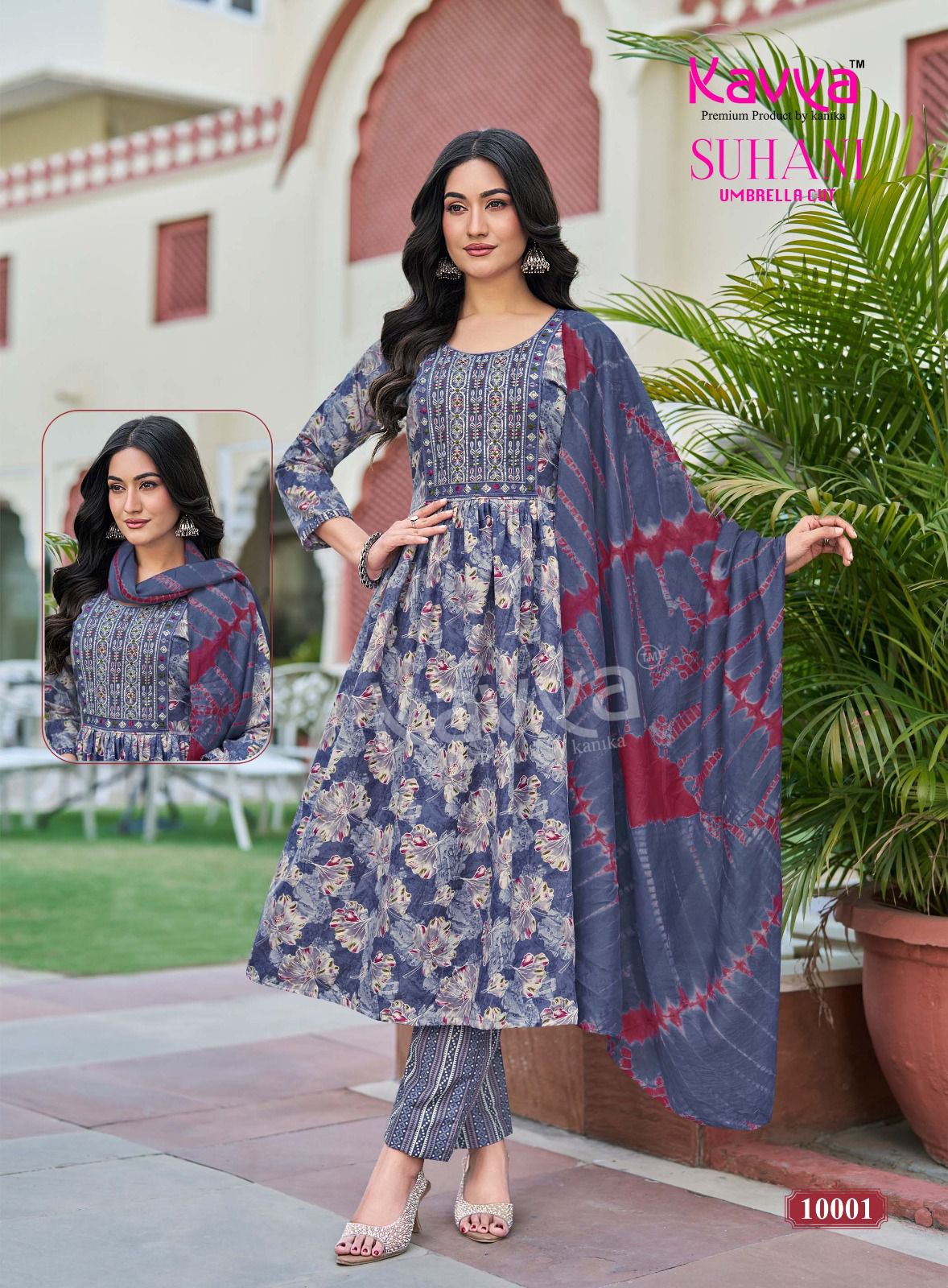 Kavya Suhani Vol 10 Viscose Foil Printed Embroidery Kurti Bottom With Dupatta