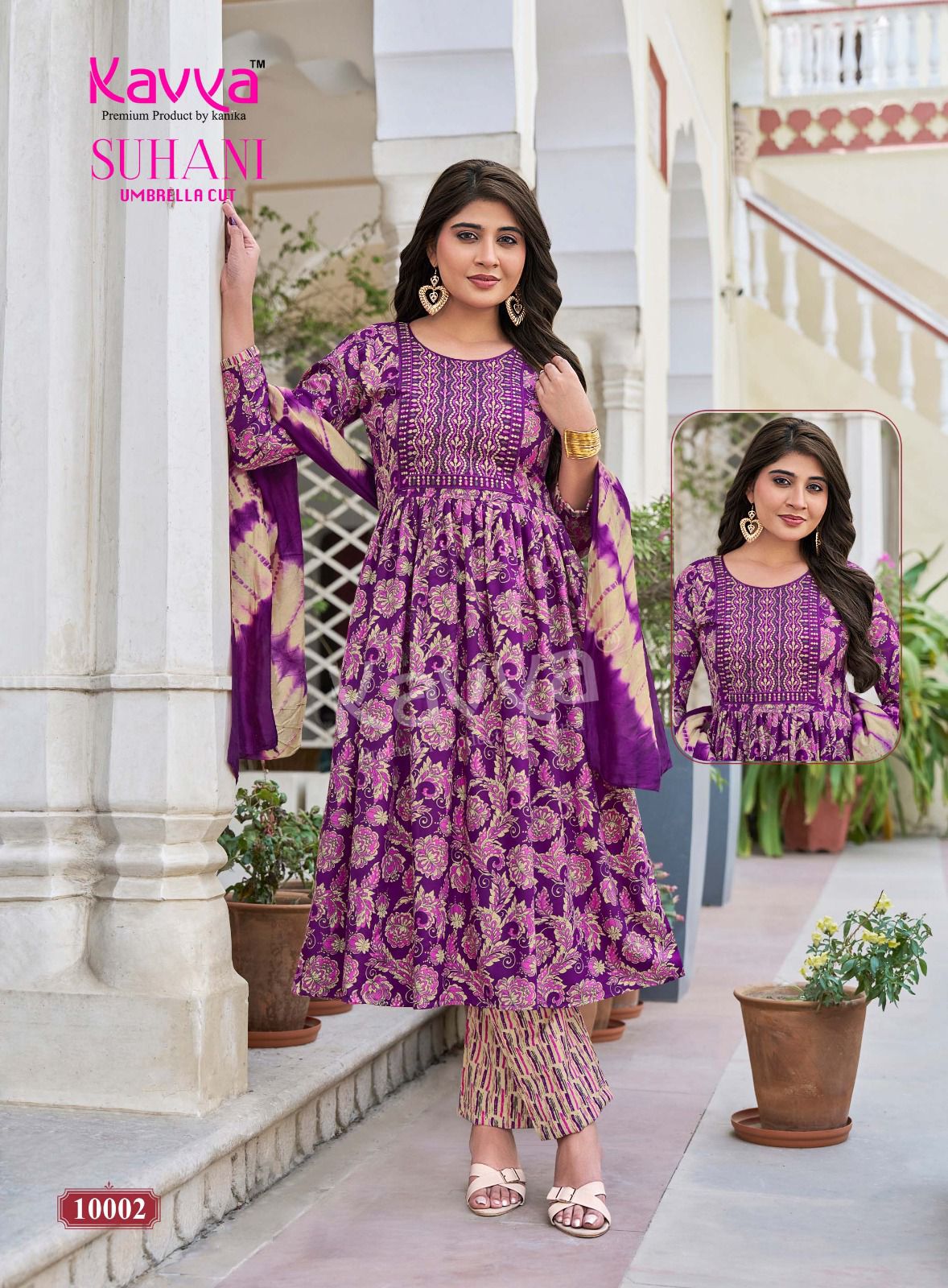 Kavya Suhani Vol 10 Viscose Foil Printed Embroidery Kurti Bottom With Dupatta
