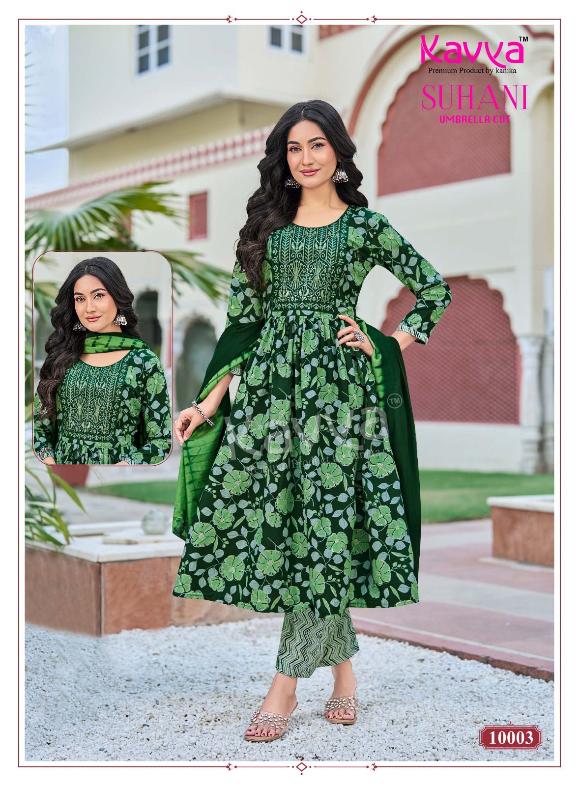 Kavya Suhani Vol 10 Viscose Foil Printed Embroidery Kurti Bottom With Dupatta