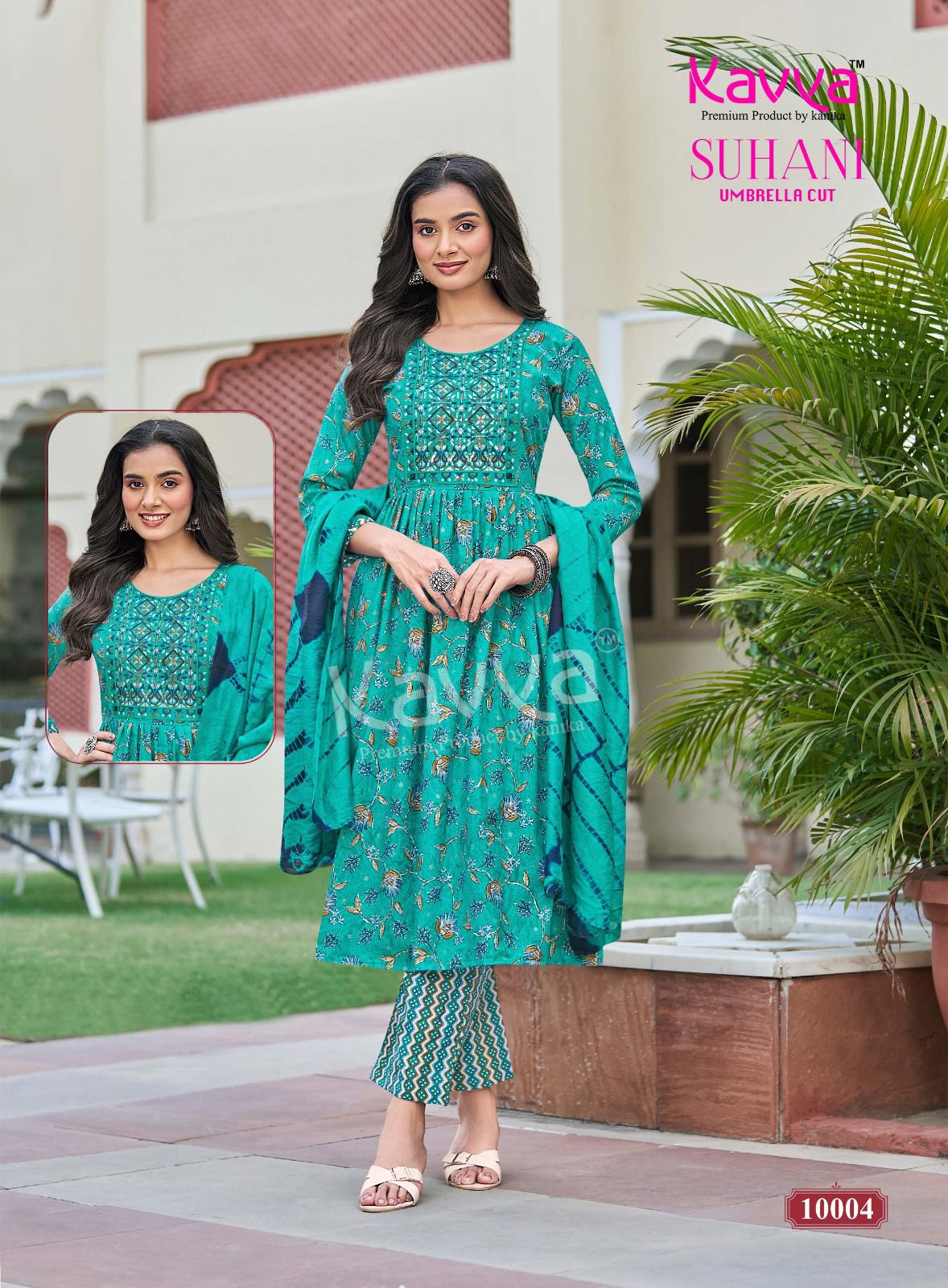 Kavya Suhani Vol 10 Viscose Foil Printed Embroidery Kurti Bottom With Dupatta