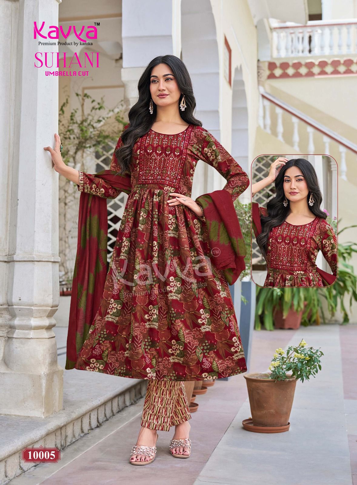 Kavya Suhani Vol 10 Viscose Foil Printed Embroidery Kurti Bottom With Dupatta