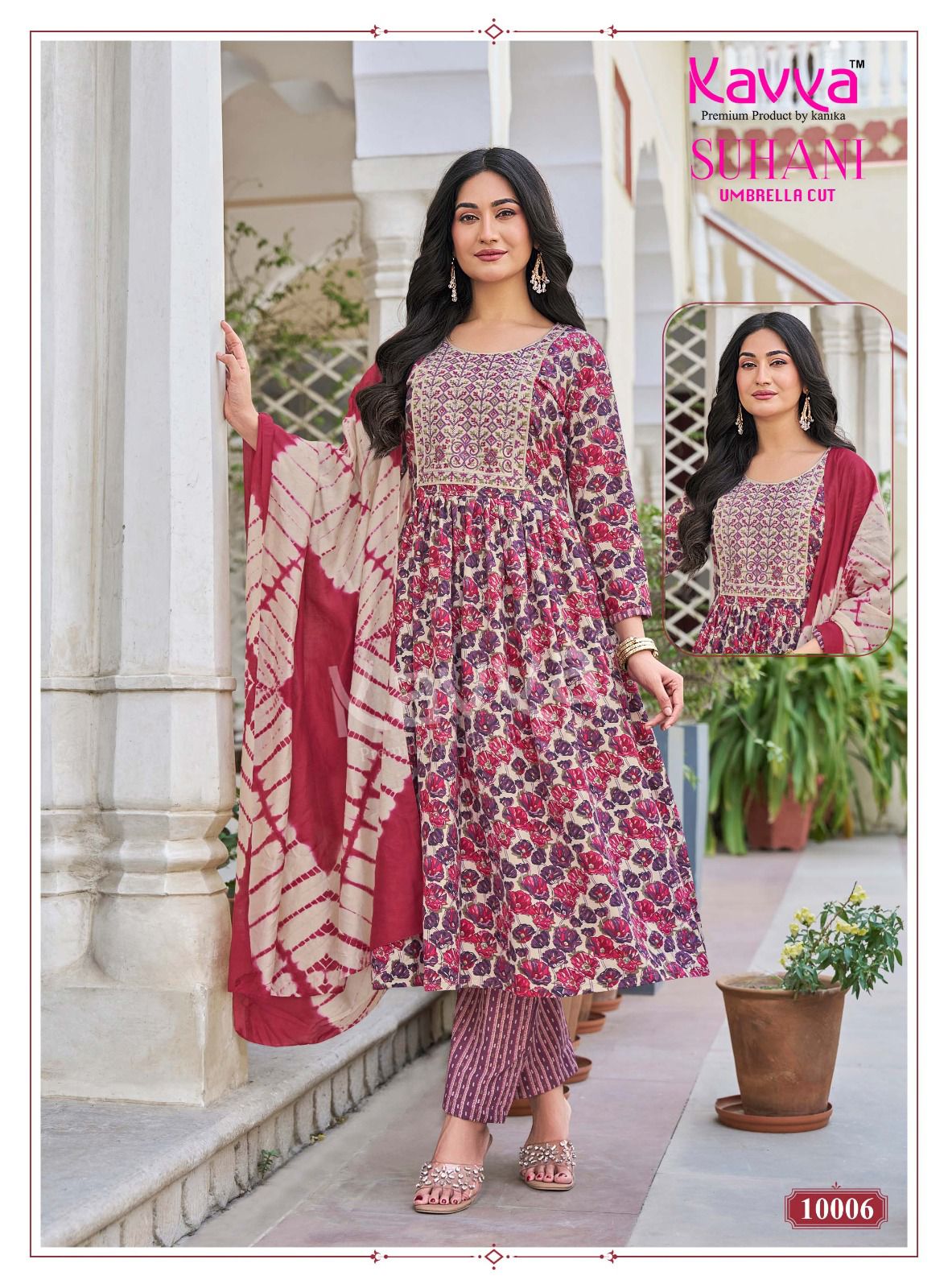 Kavya Suhani Vol 10 Viscose Foil Printed Embroidery Kurti Bottom With Dupatta